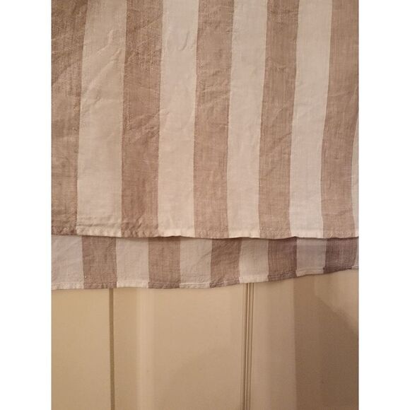 Ellen Tracy linen striped roll sleeve blouse - Picture 6 of 11